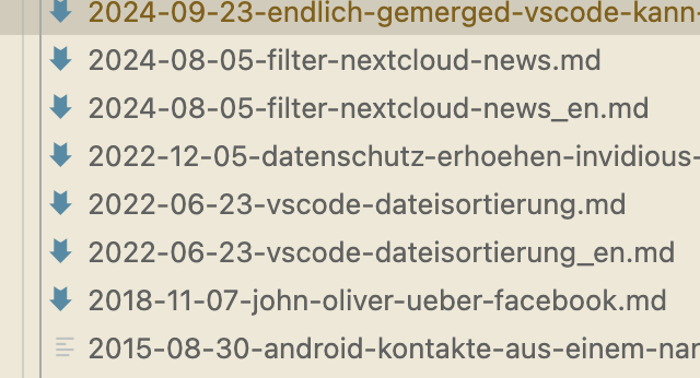 VSCode-Fileexplorer sortiert in umgekehrter Reihenfolge